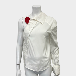 Jacquemus Le Nez Rouge women's white asymmetrical shirt