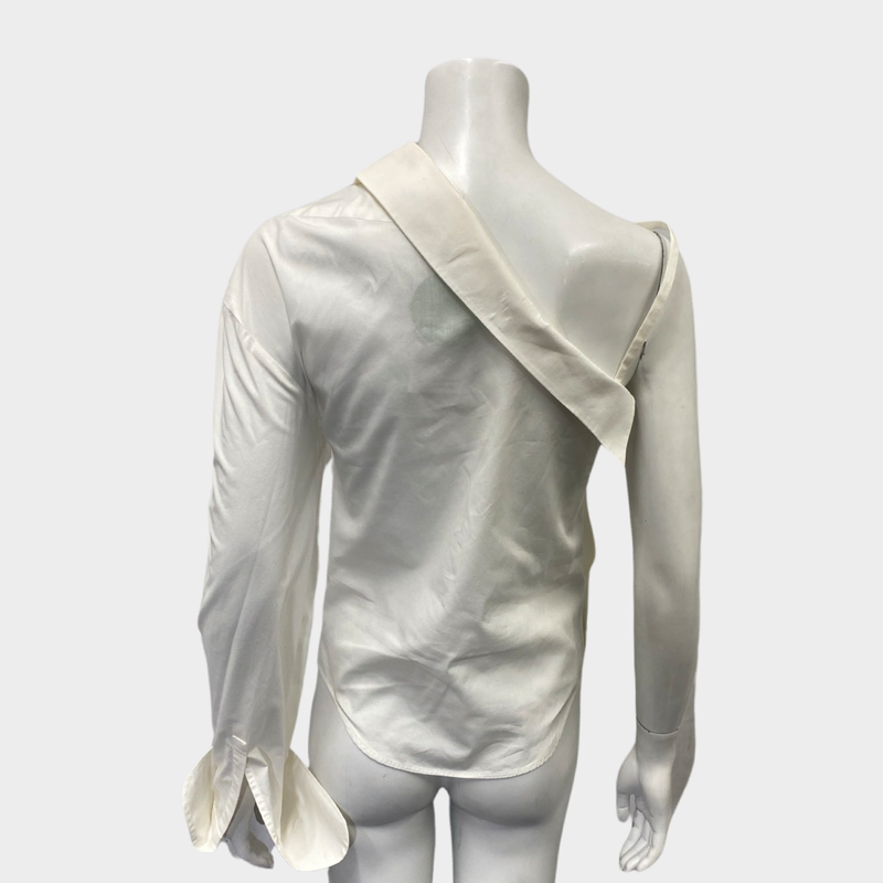 Jacquemus Le Nez Rouge women's white asymmetrical shirt