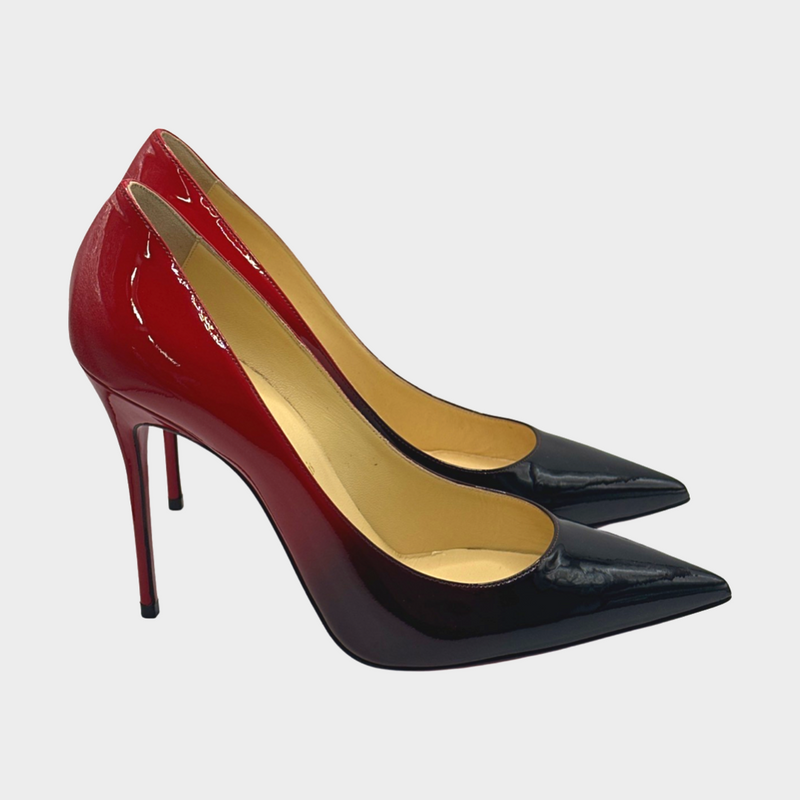 CHRISTIAN LOUBOUTIN red patent leather degrade pumps
