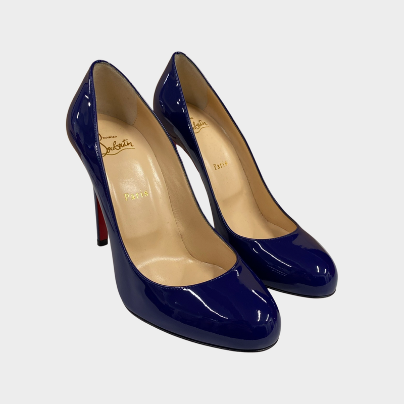 Christian Louboutin navy patent leather heels