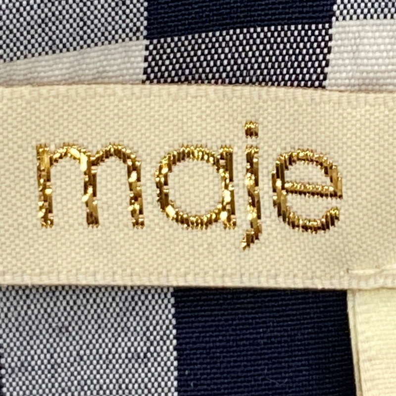 Maje women's navy & white wrap effect gingham seersucker dress