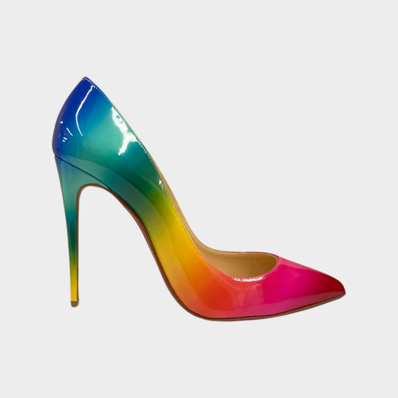 Christian Louboutin women's rainbow pigalle follies patent heel