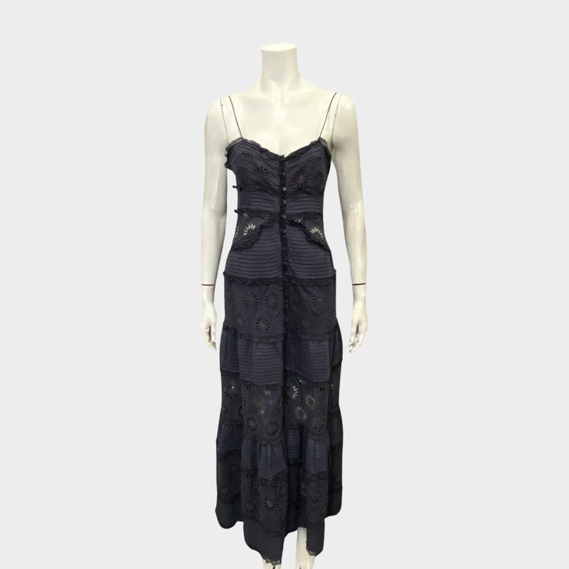 Isabel Marant navy cotton lace maxi dress