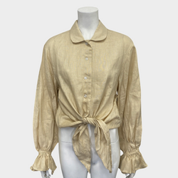 Sleeper 'Rumba' women's cream linen two-piece lounge set