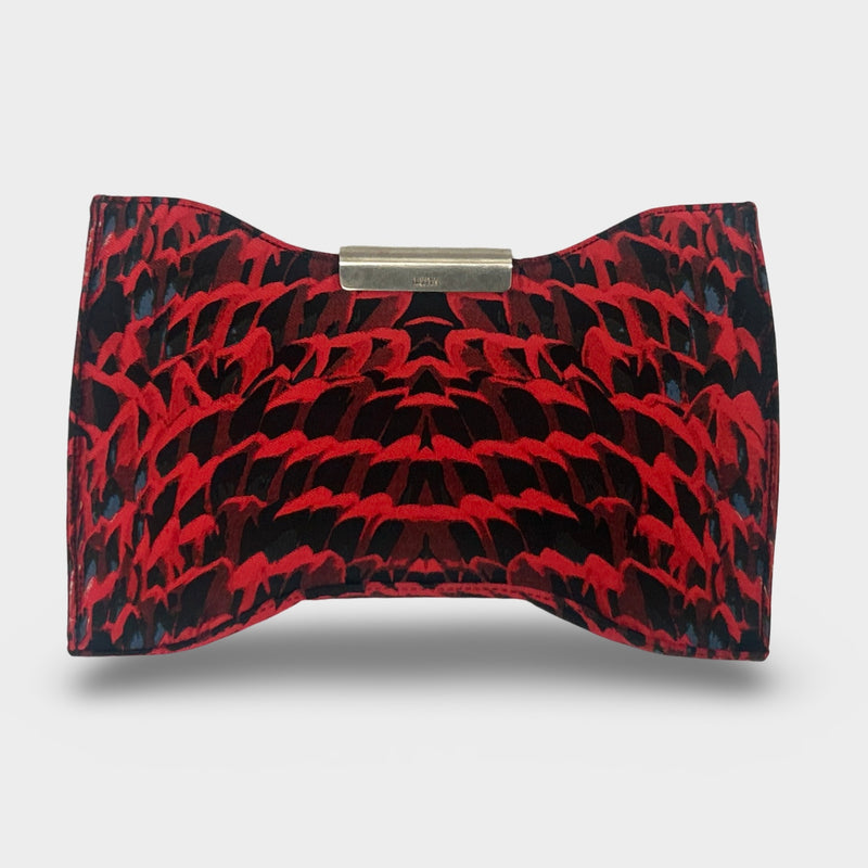 Alexander McQueen Women's Red and Black Satin Abstract Print Clutch
