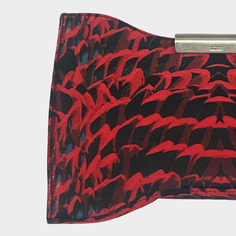 Alexander McQueen Women's Red and Black Satin Abstract Print Clutch