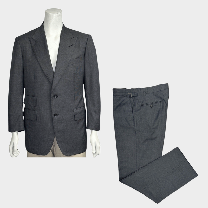 TOM FORD grey checkered woolen suit set of blazer and trousers