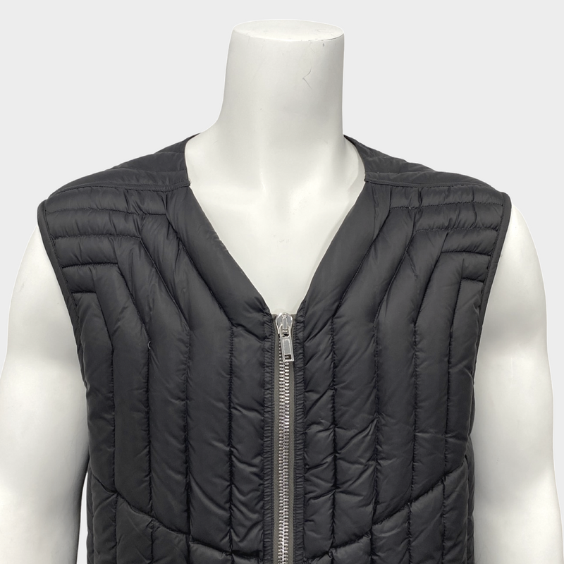 Rick Owens Men's black puffer vest jacket
