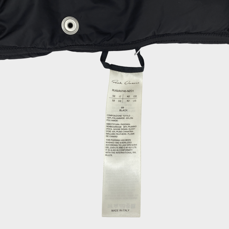 Rick Owens Men's black puffer vest jacket