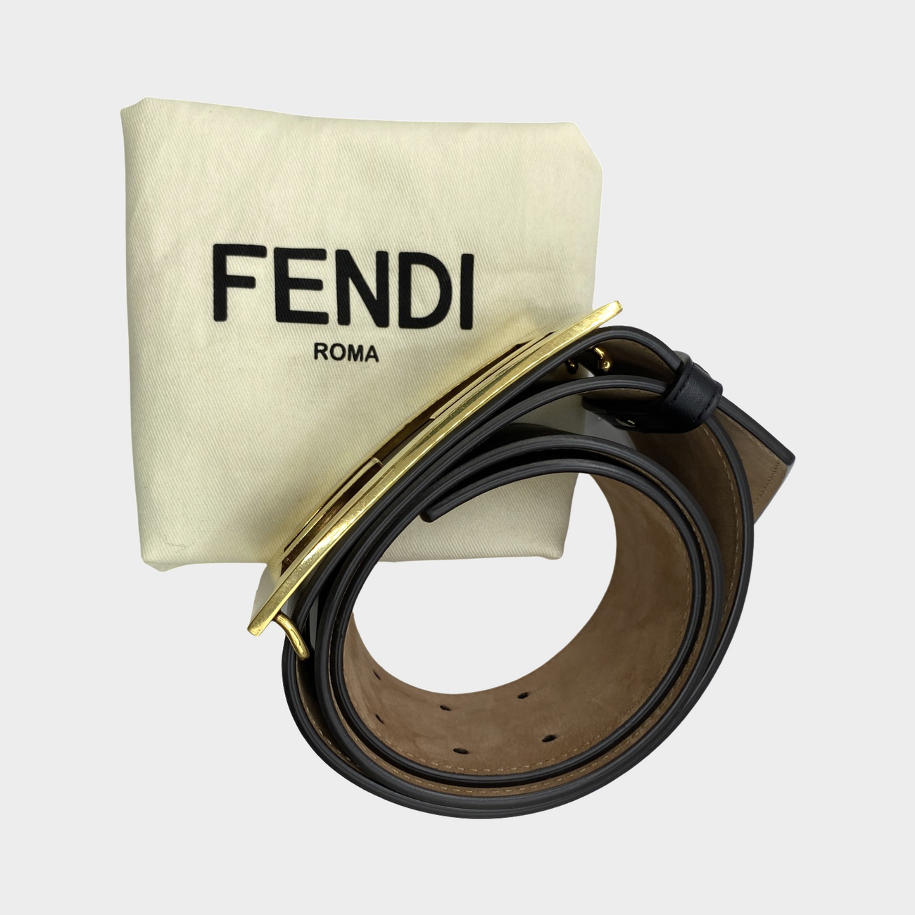 Fendi Regular Belts Women Leather Black Turtledove