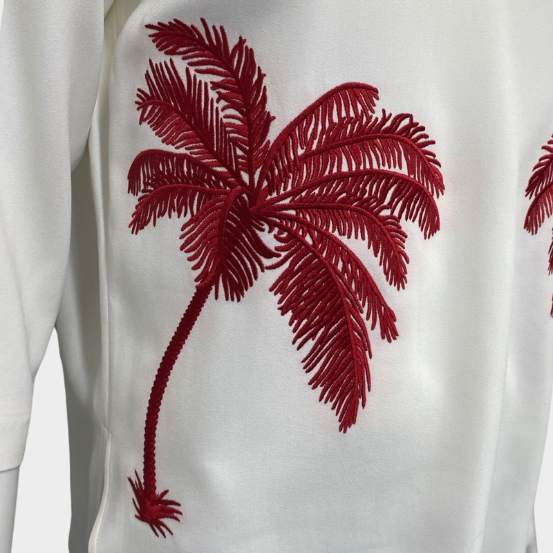 Stella McCartney women's white top with palms embroidered
