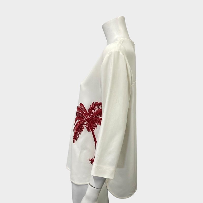 Stella McCartney women's white top with palms embroidered