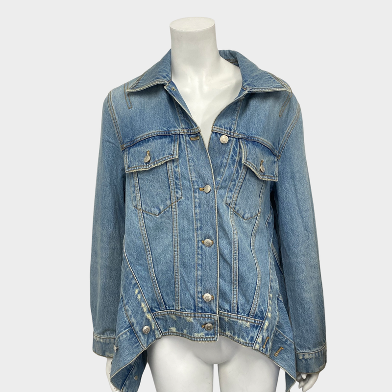 Alexander McQueen women's denim deconstructed design oversized jacket