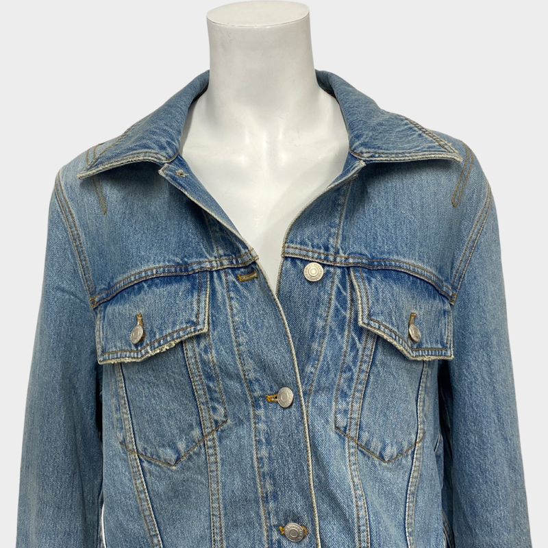 Alexander McQueen women's denim deconstructed design oversized jacket