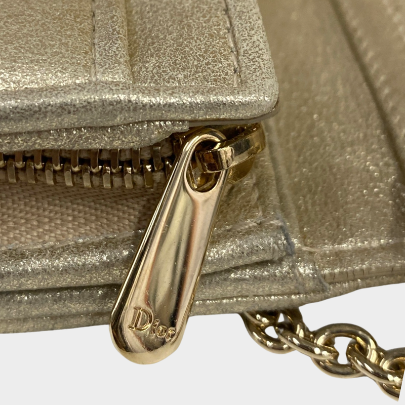 Christian Dior women's gold Rendez Vous Cannage evening bag