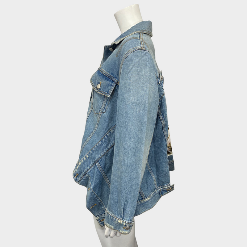 Alexander McQueen women's denim deconstructed design oversized jacket