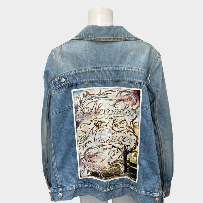 Alexander McQueen women's denim deconstructed design oversized jacket