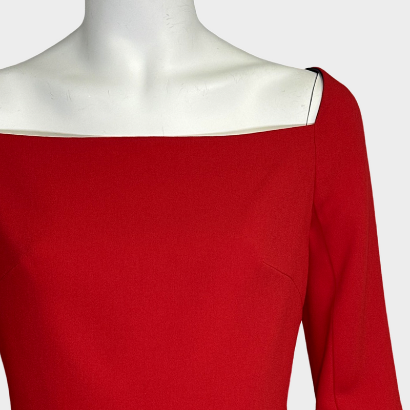 Roland Mouret women's red jersey square neckline dress