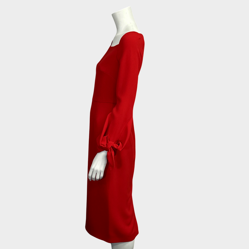 Roland Mouret women's red jersey square neckline dress