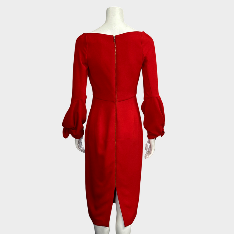 Roland Mouret women's red jersey square neckline dress