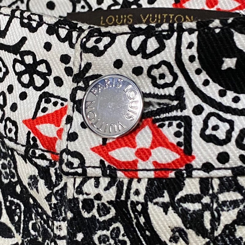 Louis Vuitton women's black and white monogram logo print jeans