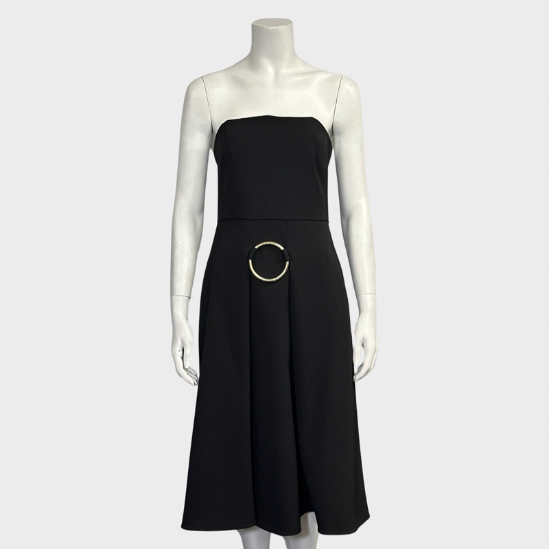 Stella McCartney black wool bustier dress with metal ring detailing