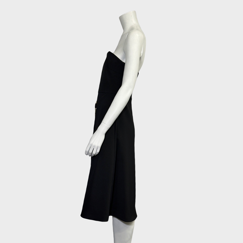 Stella McCartney black wool bustier dress with metal ring detailing