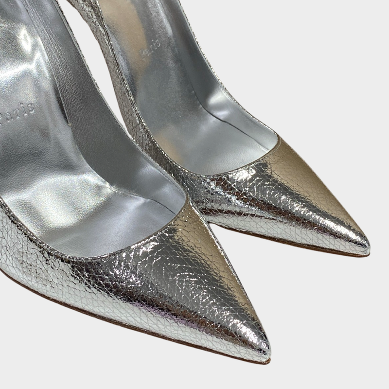 Christian Louboutin women's silver leather heels