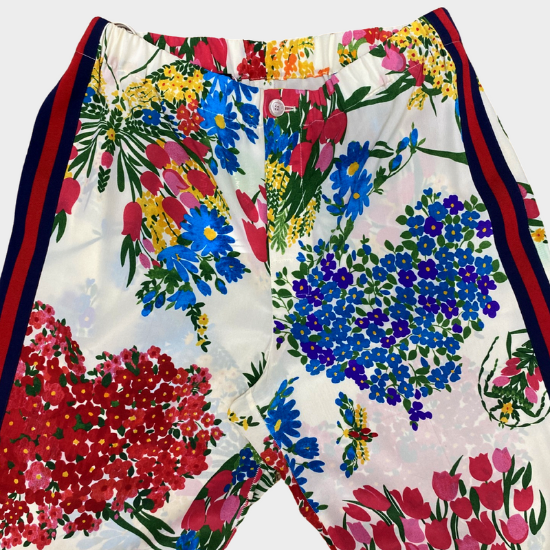 Gucci women's multicolour floral print silk trousers