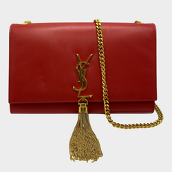 SAINT LAURENT Kate red bag on a chain in gold