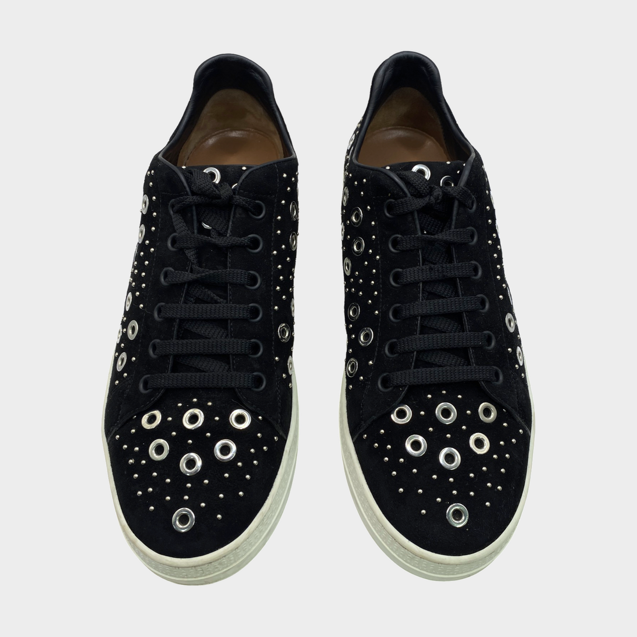 Black studded top sneakers womens