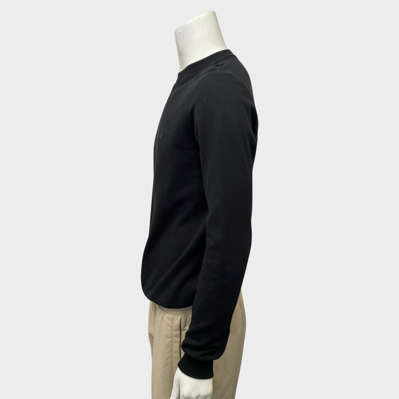 Dolce&Gabbana men's black cotton crown-embroidered sweatshirt
