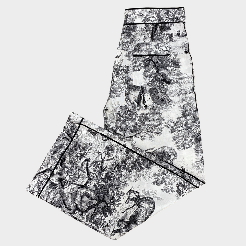 CHRISTIAN DIOR women's black and white jungle print trousers
