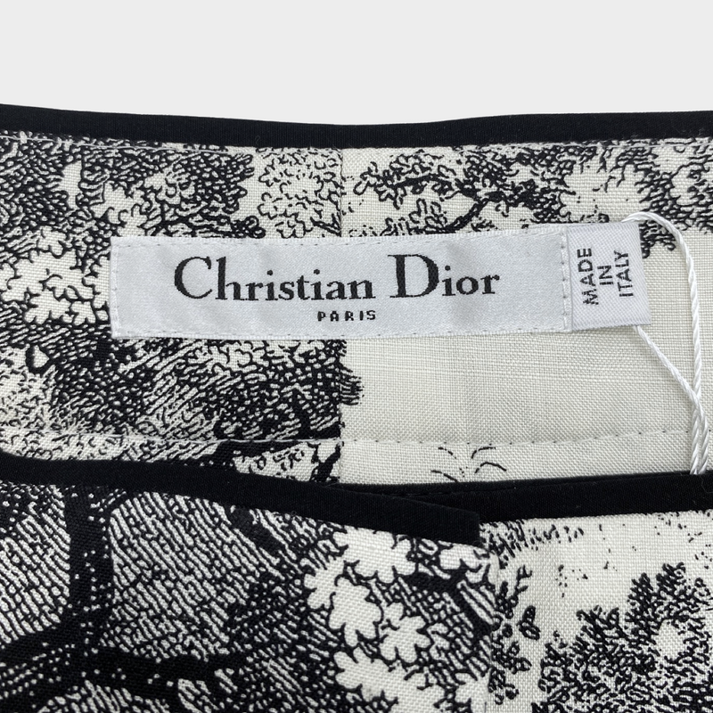CHRISTIAN DIOR women's black and white jungle print trousers