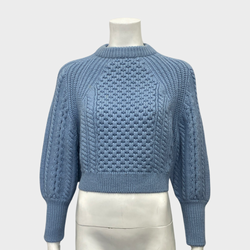 Louis Vuitton women's baby blue chunky knit cropped jumper