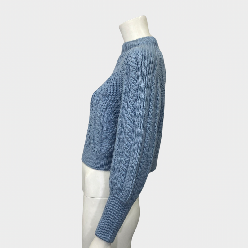 Louis Vuitton women's baby blue chunky knit cropped jumper