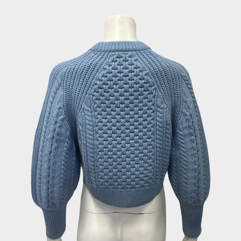 Louis Vuitton women's baby blue chunky knit cropped jumper