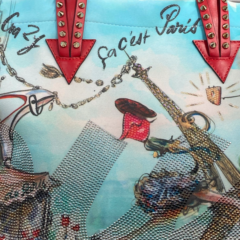 Christian Louboutin women's multicolour Paris landscape print crystal large tote