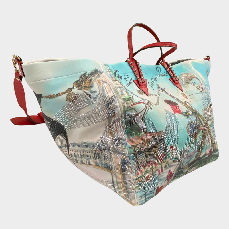 Christian Louboutin women's multicolour Paris landscape print crystal large tote