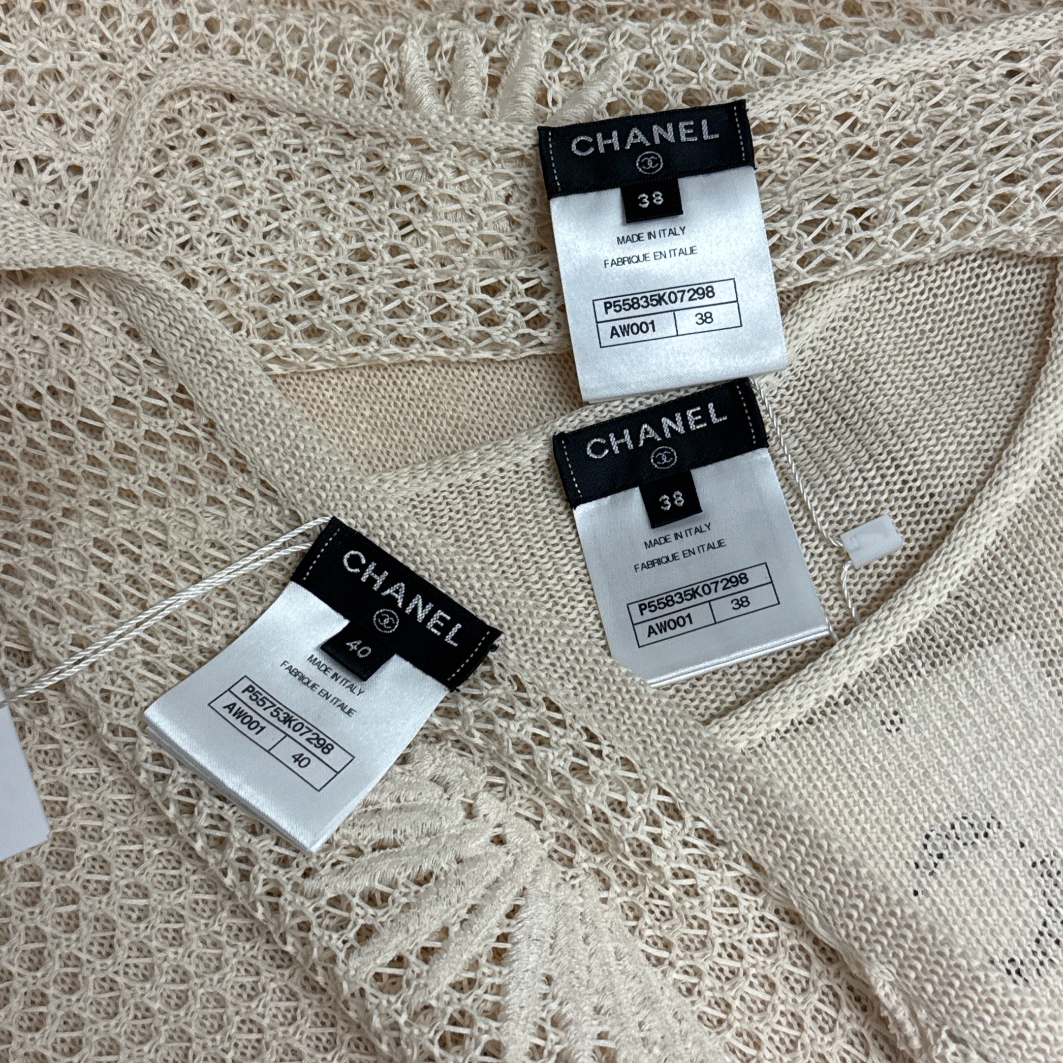 Chanel Beige Knit Set of Dress And Cardigan with Parrot