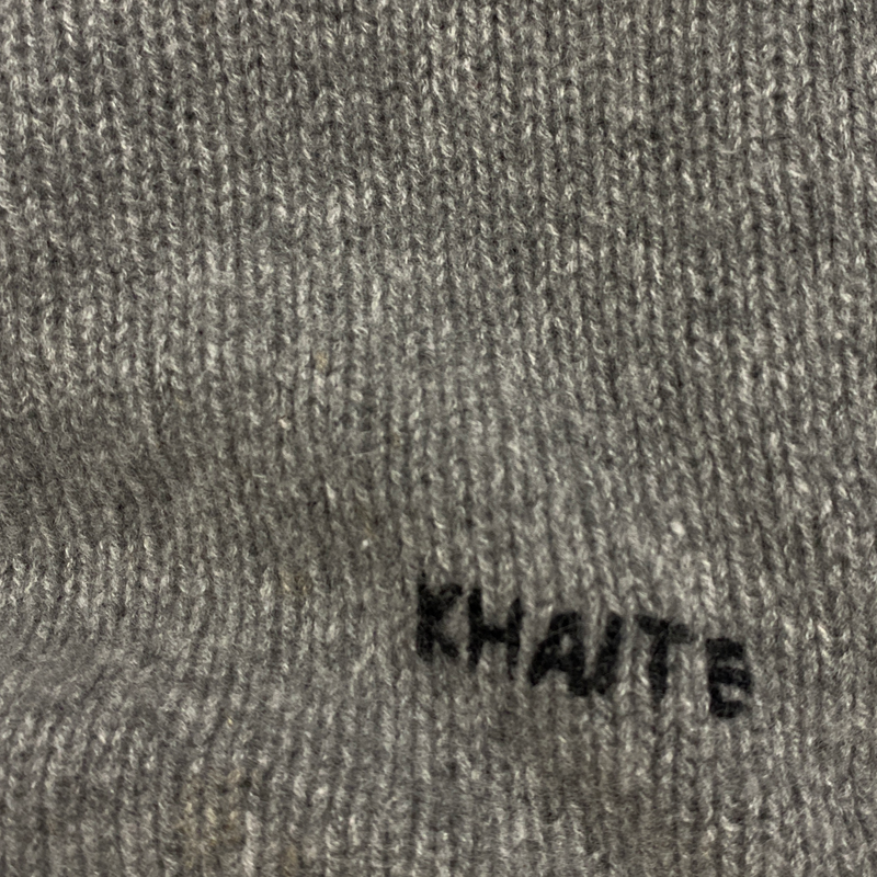 Khaite women's grey v-neck jumper with logo