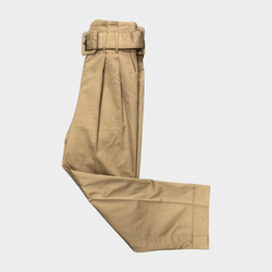 Brunello Cucinelli women's beige cotton trousers with belt