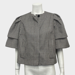 Alexander McQueen women's cropped black and white houndstooth print wool jacket