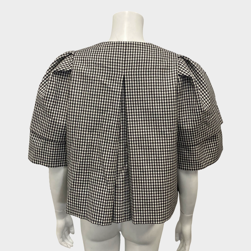 Alexander McQueen women's cropped black and white houndstooth print wool jacket
