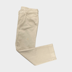 Loro Piana women's beige cotton cropped trousers with slit cuff