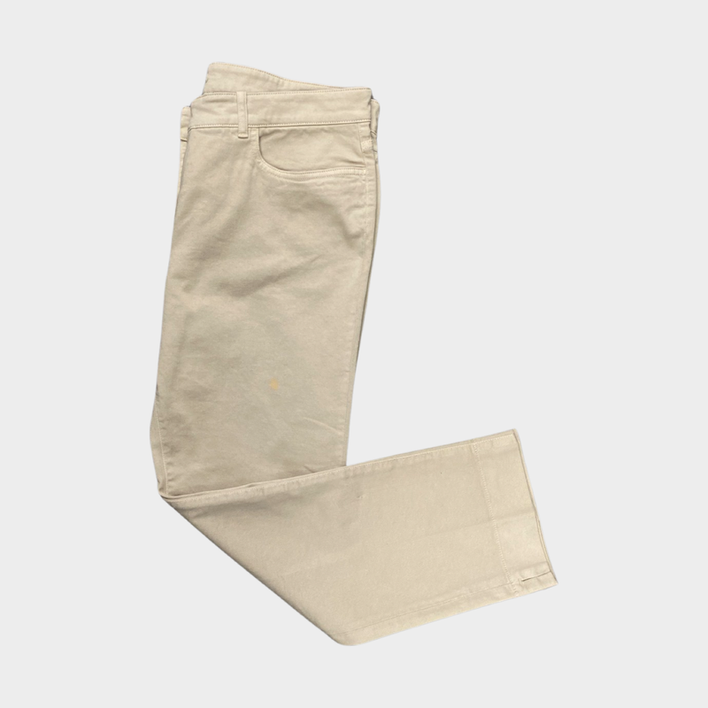 Loro Piana women's beige cotton cropped trousers with slit cuff