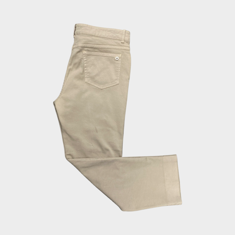 Loro Piana women's beige cotton cropped trousers with slit cuff