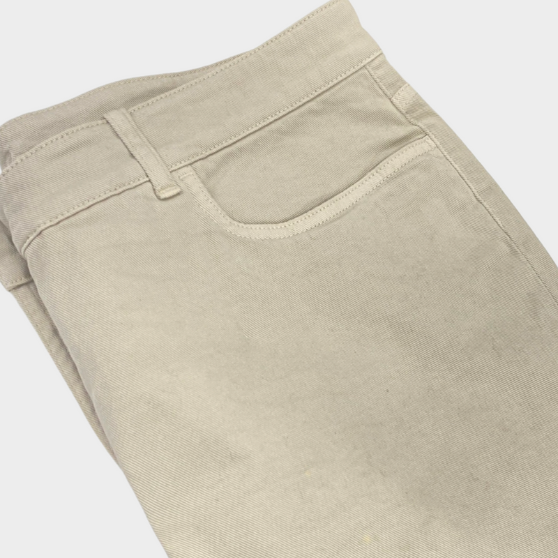 Loro Piana women's beige cotton cropped trousers with slit cuff