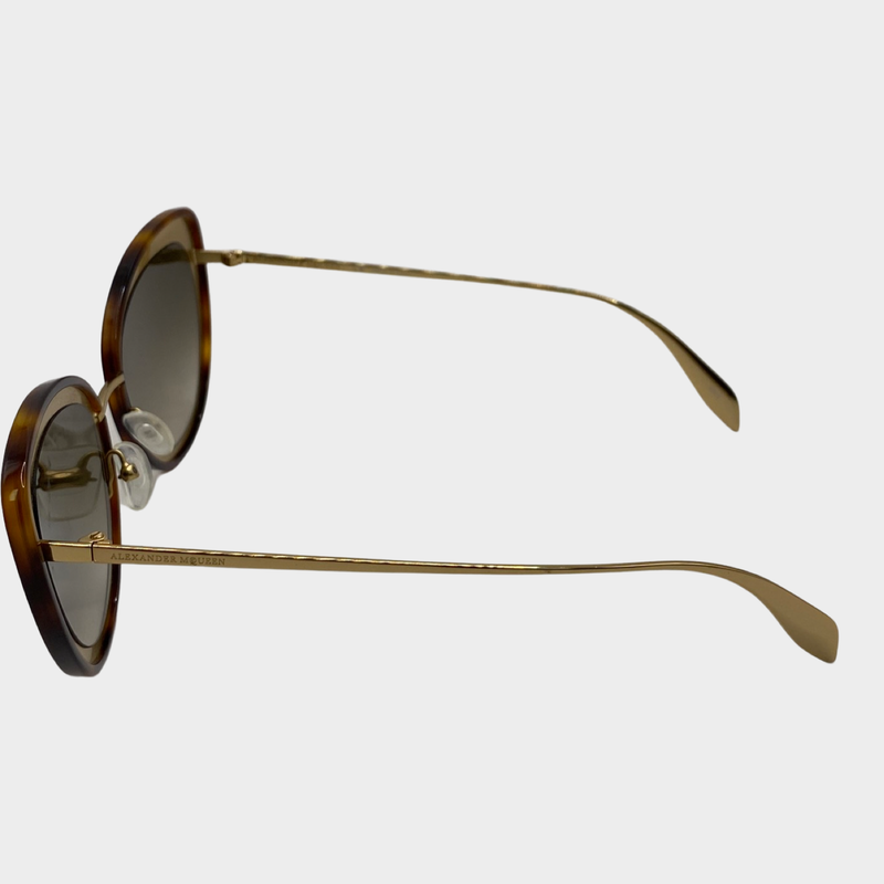 Alexander Mcqueen women's tortoise-shell brown and gold cateye sunglasses