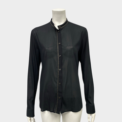 Fendi women's black silk & cotton shirt with thread detailing